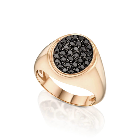 טבעת חותם יהלומים שחורים